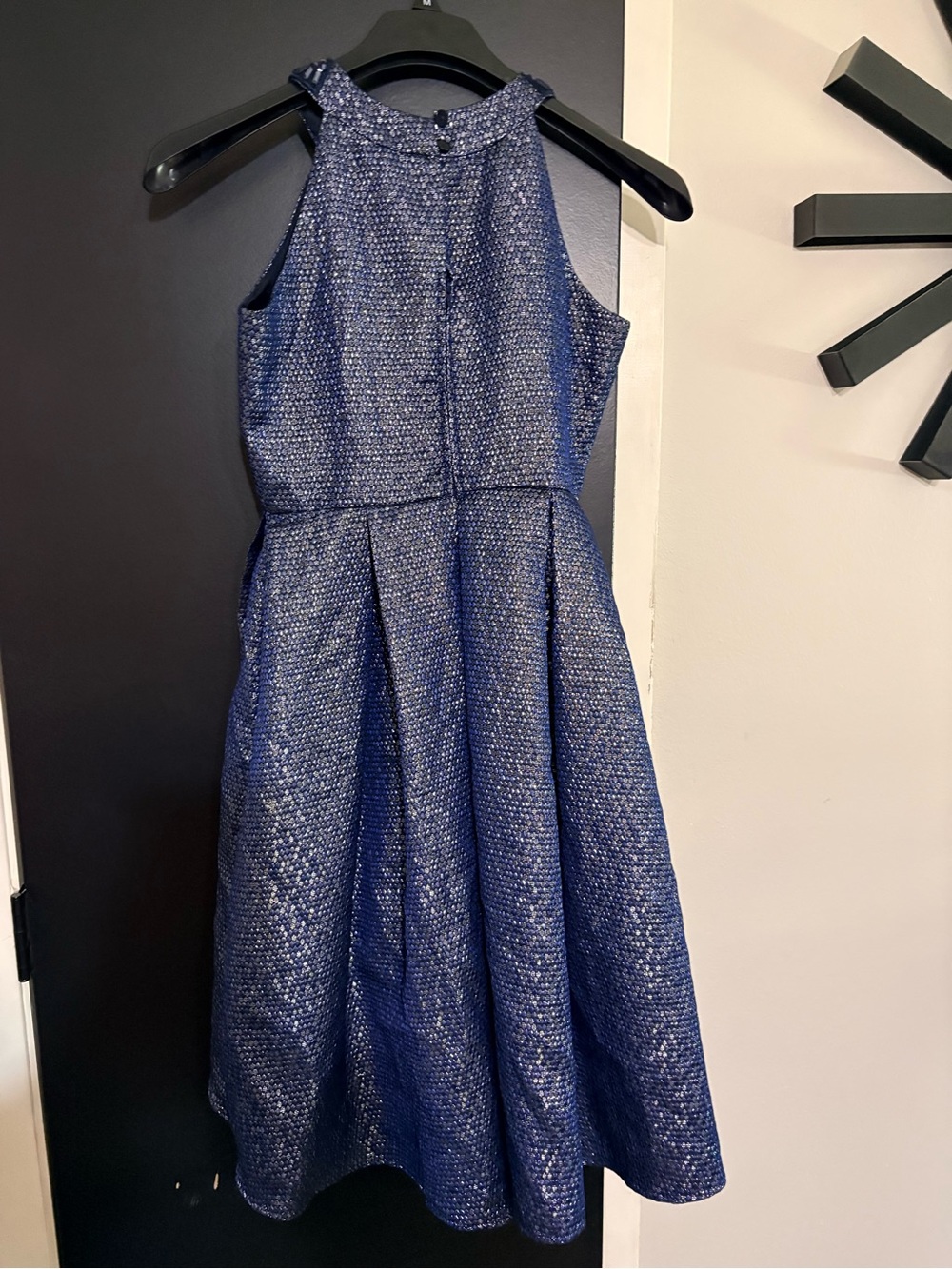Rare Editions Navy Blue Sparkle Halter Dress - Picture 2 of 8